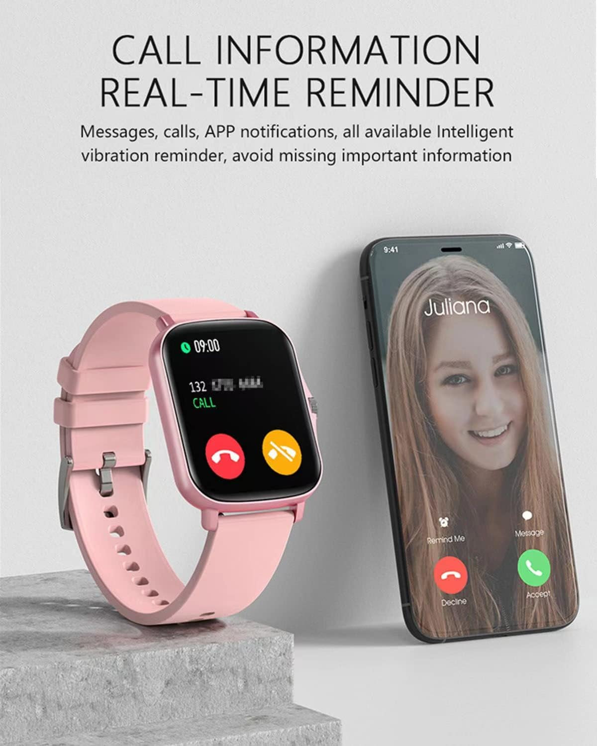 Advanced Smart Fitness Tracker Watch for Android/iOS - IP68 Waterproof, Heart Rate & Blood Oxygen Monitoring, Sleep Tracking, 8 Sports Modes, Breath Training & Weather Updates - Sleek 1.69-Inch Display in Rose Gold