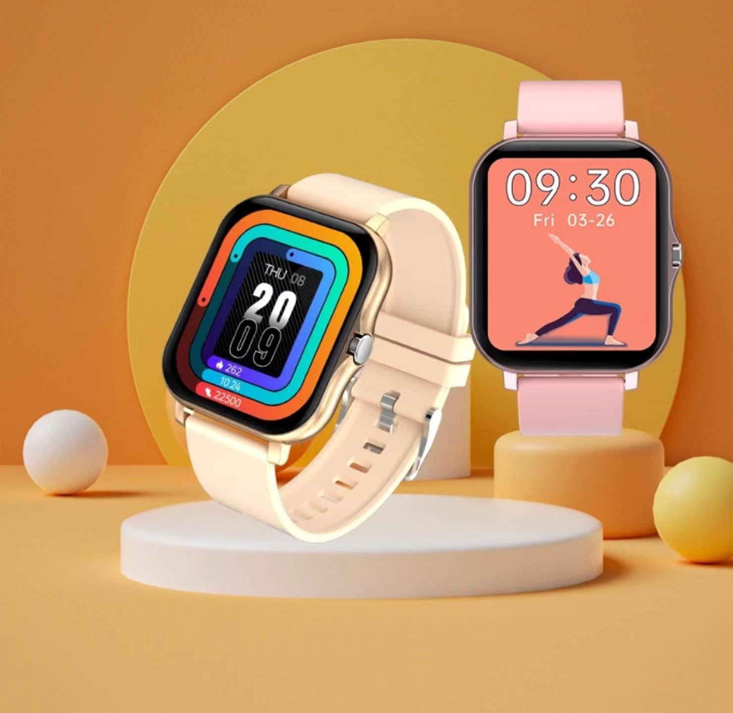 Advanced Smart Fitness Tracker Watch for Android/iOS - IP68 Waterproof, Heart Rate & Blood Oxygen Monitoring, Sleep Tracking, 8 Sports Modes, Breath Training & Weather Updates - Sleek 1.69-Inch Display in Rose Gold